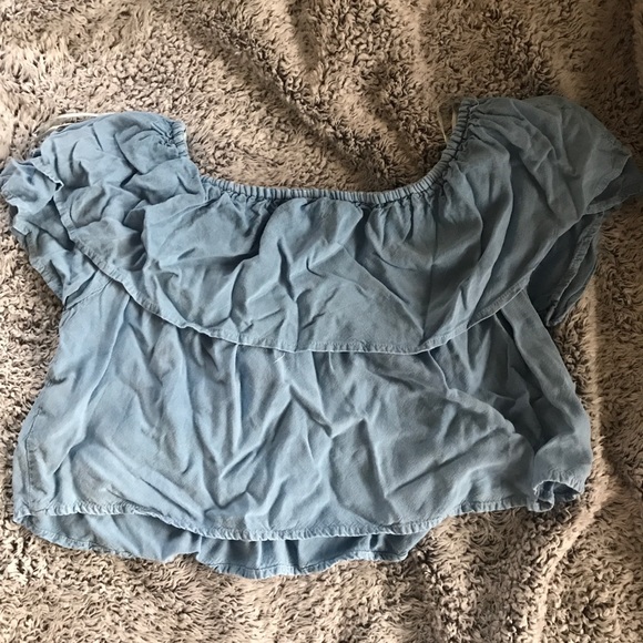 blue off the shoulder top - Picture 2 of 2